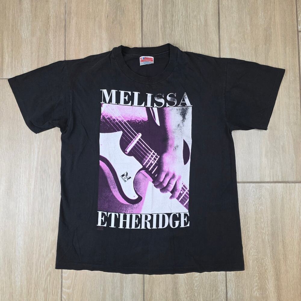 Vintage 90s Melissa Etheridge ME Live T Shirt M Black Single Stitch USA Band Tee